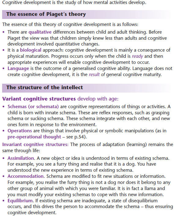 Cognitive Development Piaget S Theory A Level Level Revision